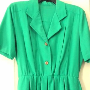 Vintage 1950s-60s Hand-Sewn Green Dress w/ Pockets